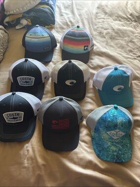 Costa Nine-Piece Trucker Hat Set in Blue, Teal, Black & Multicolor